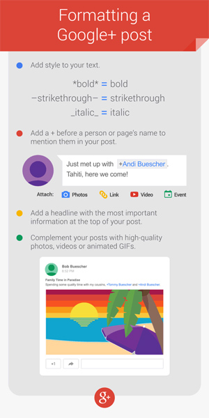 Google+ formattazione post