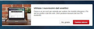 Pinterest passaggio a Business account