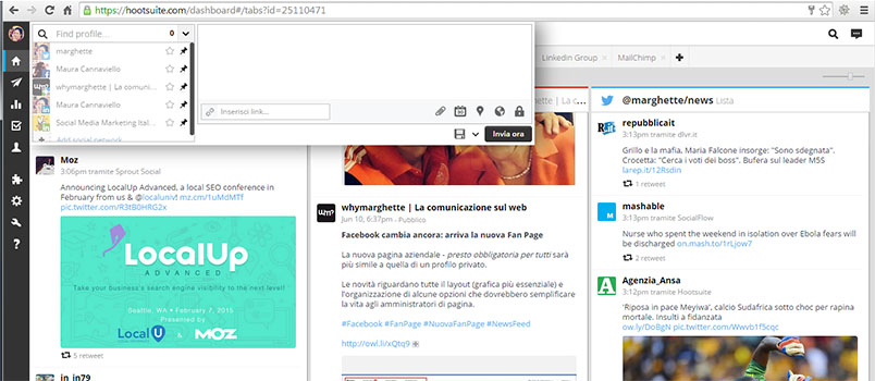 Hootsuite nuova dashboard