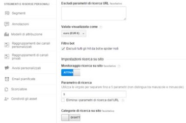 Google Analytics configurazione base motore interno