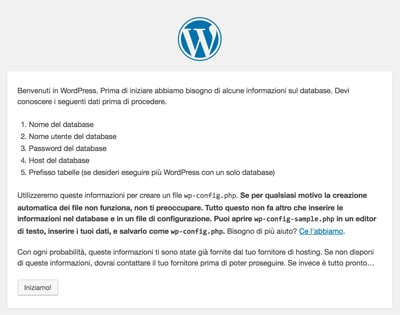 installare wordpress procedura_dati necessari