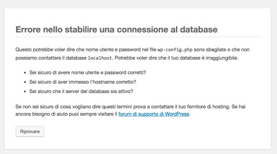 Installare-WordPress-procedura_errore connessione