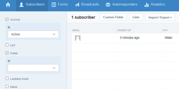 Mailmunch dashboard