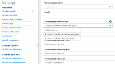 BrainLead permessi ai venditori