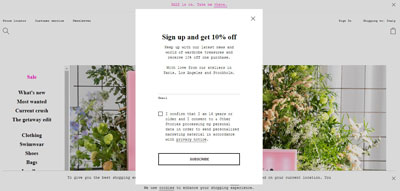 Pop up newsletter -10%