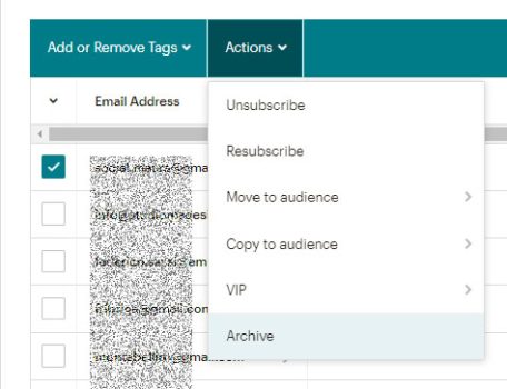 Archivia contatti Mailchimp