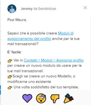 Aggiorna le preferenze transazionali annuncio Sendinblue