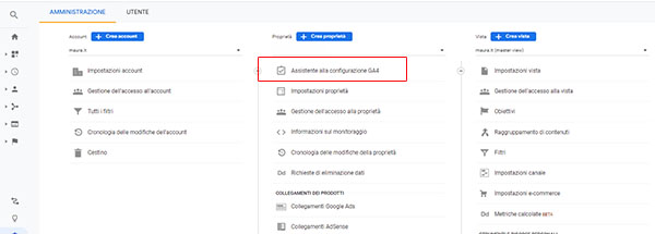 Assistente configurazione GA4