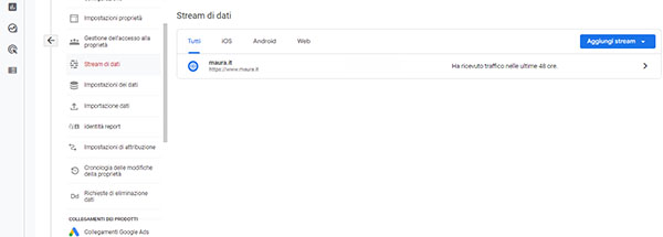 Stream dati GA4