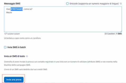 Campagne SMS SendInblue nome