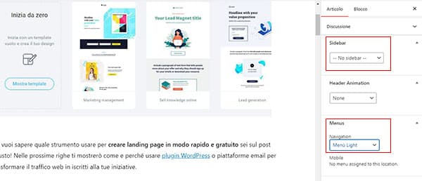 Landing-page-con-WordPress-impostazioni