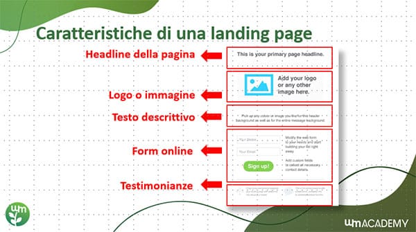 Caratteristiche landing page